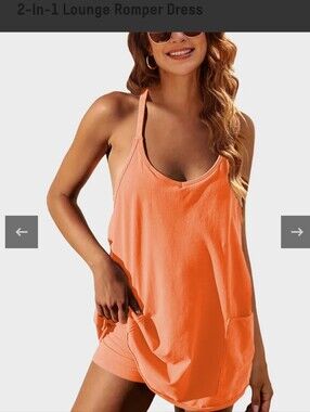 Orange  Spaghetti Strap Tank Romper